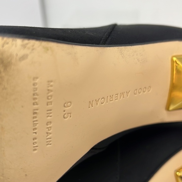 Good American Sz 9.5 Elastic and Satin Pull On Gold Heel Base Booties Boots - Picture 9 of 14